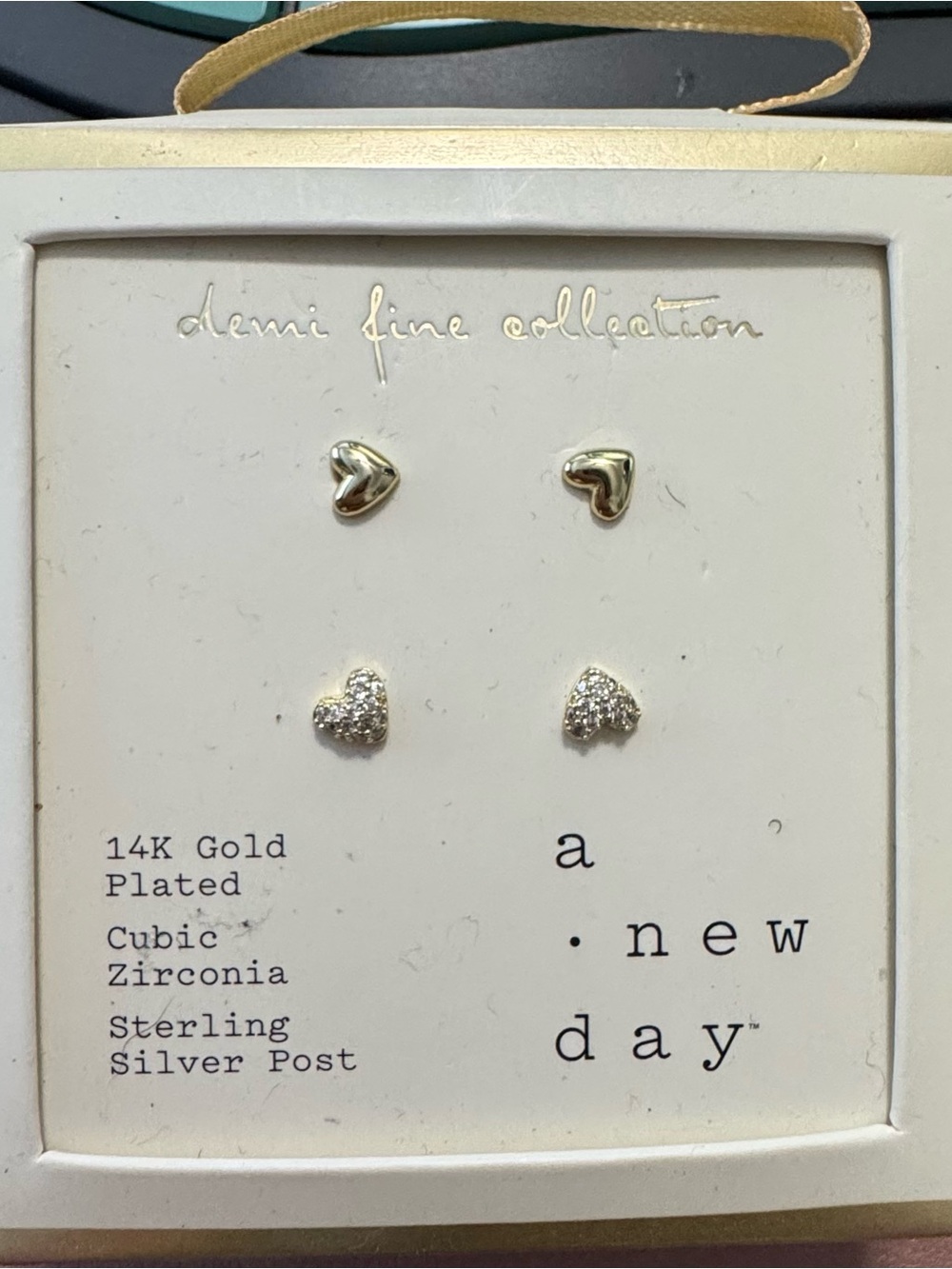 a new day Gold and Silver Heart Stud Earring Set